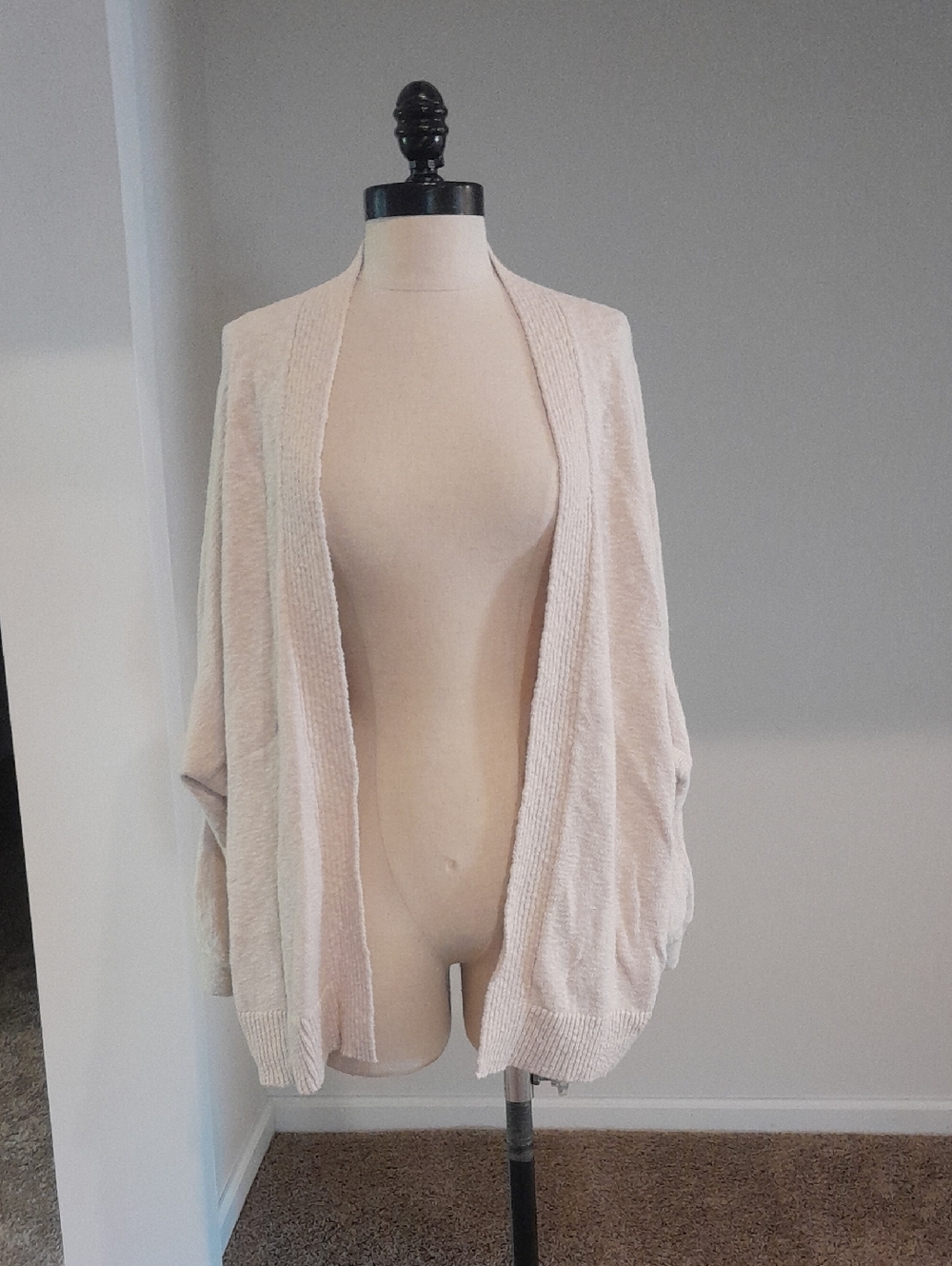 LOFT Open-Front Cream Knit Cardigan